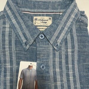 Weatherproof short sleeves button down washable linen size L NWT